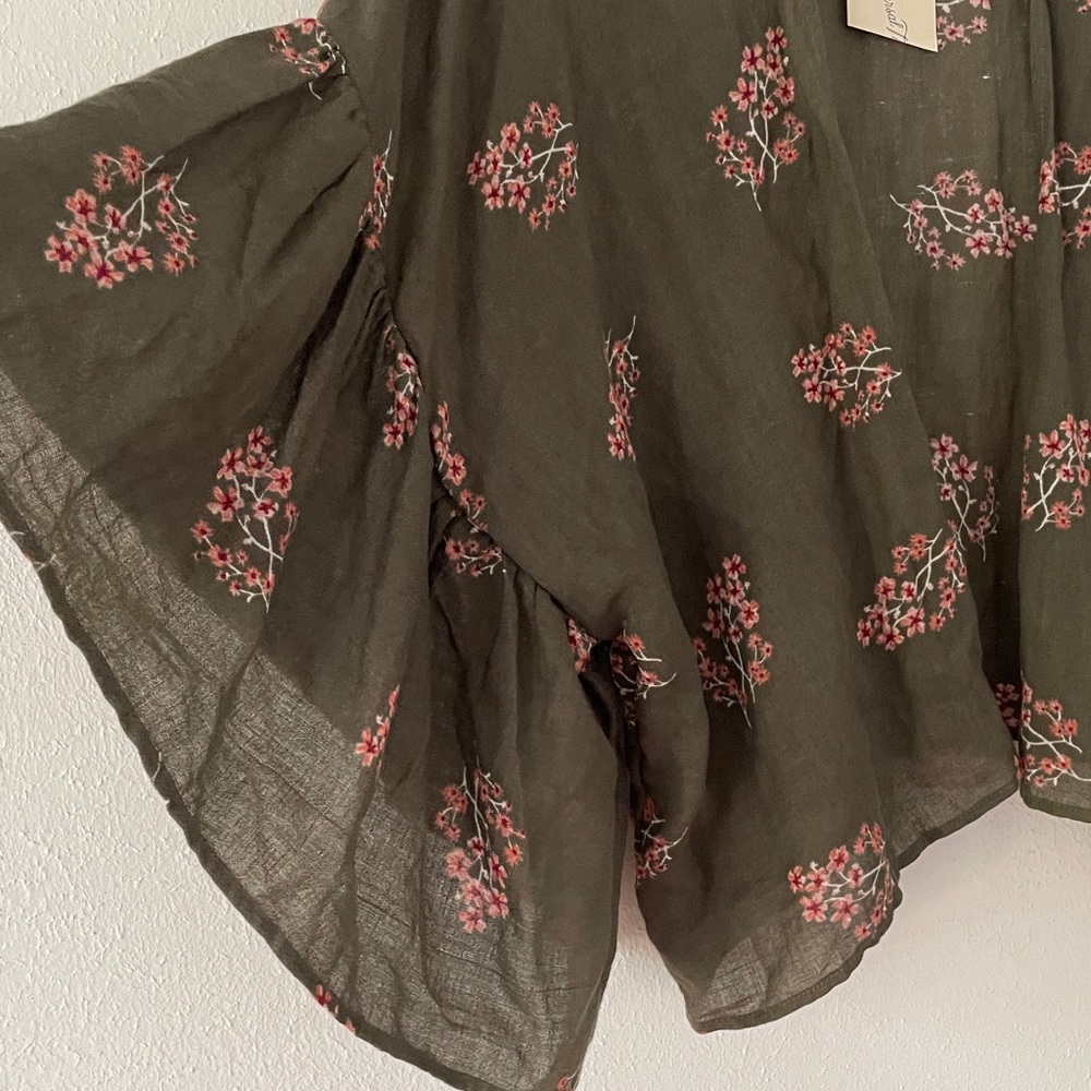 Universal Thread Linen Blend Wrap Top Open Front Onesize Cover Up Coastal Green - Picture 6 of 15